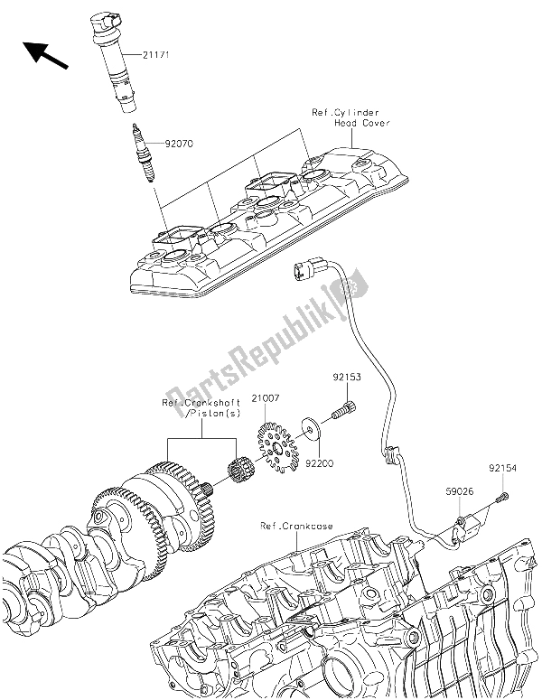 Tutte le parti per il Sistema Di Accensione del Kawasaki Ninja H2 1000 2015