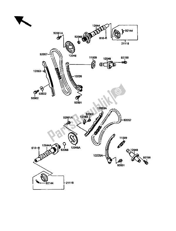 Tutte le parti per il Albero A Camme E Tenditore del Kawasaki VN 15 1500 1989