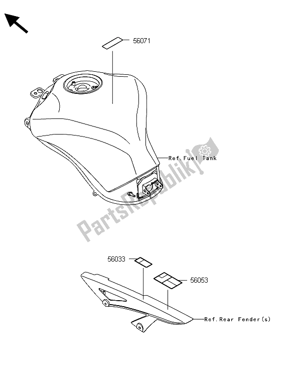 Tutte le parti per il Etichette del Kawasaki Z 1000 ABS 2013