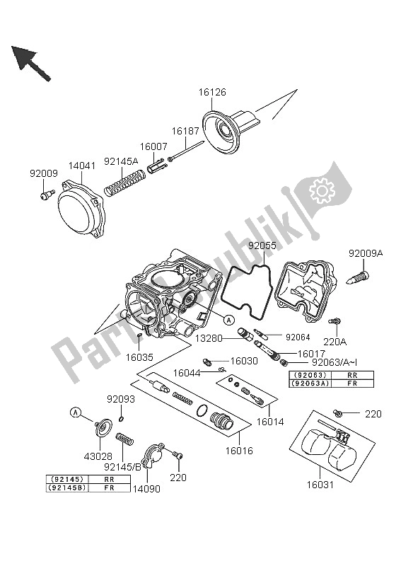 All parts for the Carburetor Parts of the Kawasaki KFX 700 2005