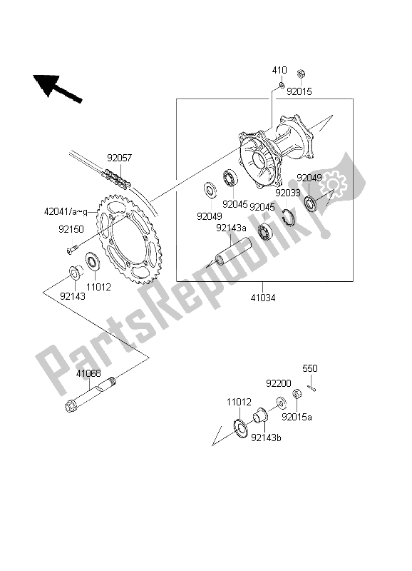 All parts for the Rear Hub of the Kawasaki KLX 300R 2003