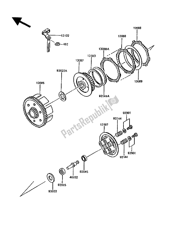 Toutes les pièces pour le Embrayage du Kawasaki KMX 200 1991