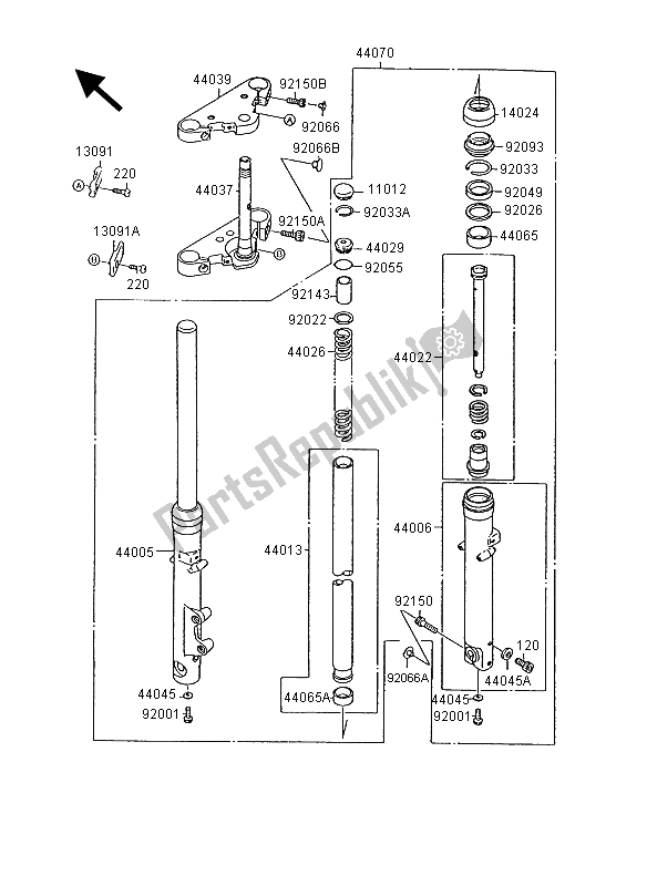 Todas las partes para Tenedor Frontal de Kawasaki VN 15 1500 1995