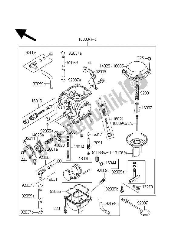 All parts for the Carburetor of the Kawasaki KLR 650 1995