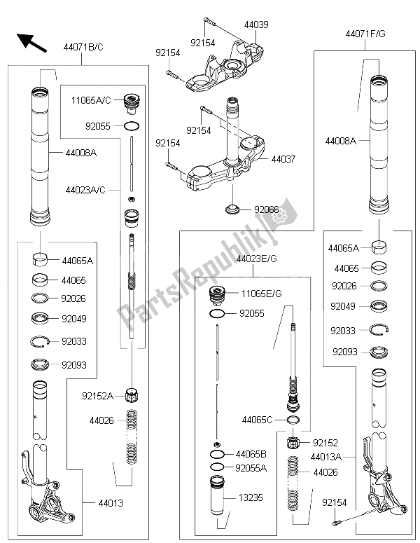 Todas las partes para Tenedor Frontal de Kawasaki Z 1000 ABS 2015