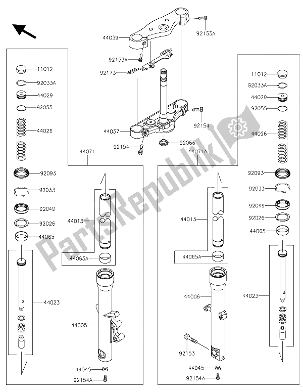 Tutte le parti per il Forcella Anteriore del Kawasaki VN 900 Custom 2015