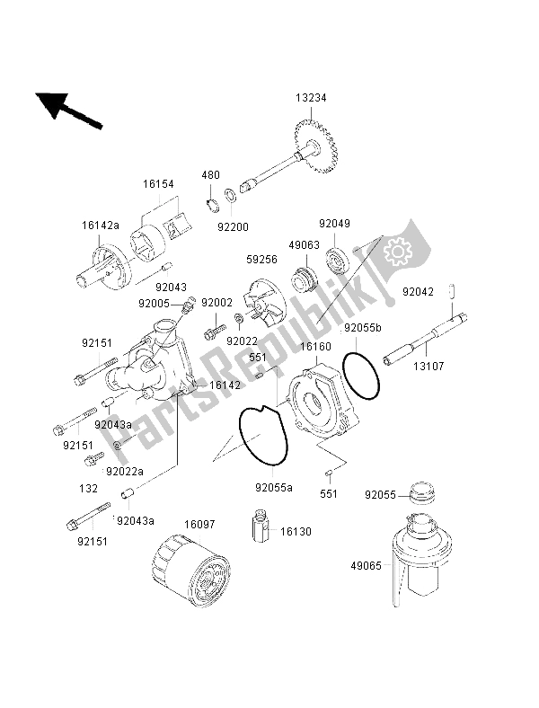 Toutes les pièces pour le La Pompe à Huile du Kawasaki Ninja ZX 6R 600 2002