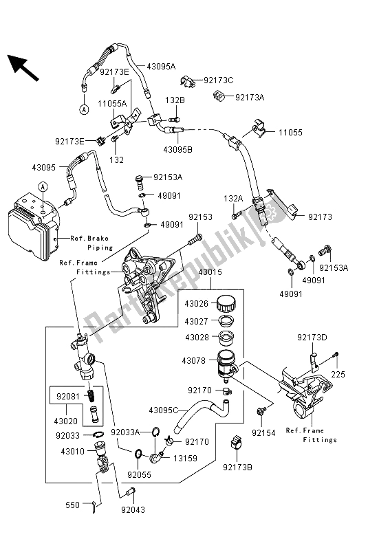 All parts for the Rear Master Cylinder of the Kawasaki Z 1000 SX ABS 2013