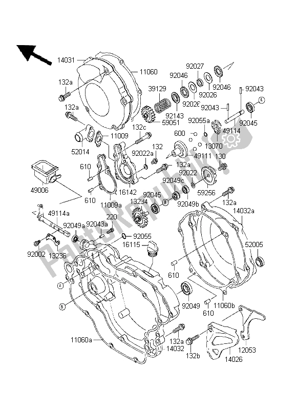 Tutte le parti per il Coperchio Del Motore del Kawasaki KX 125 1995 Tutte le parti per il Coperchio Del Motore del Kawasaki KX 125 1995