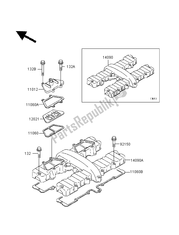 All parts for the Cylinder Head Cover of the Kawasaki Zephyr 550 1997