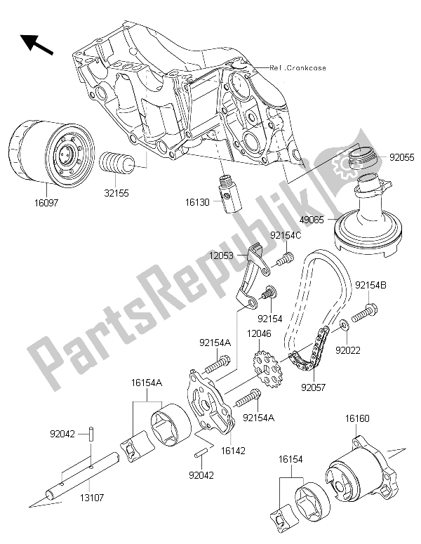 All parts for the Oil Pump of the Kawasaki ER 6N ABS 650 2015