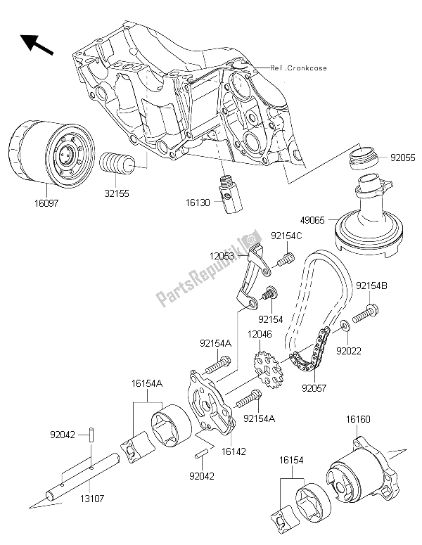 All parts for the Oil Pump of the Kawasaki ER 6N ABS 650 2015