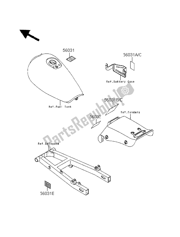 All parts for the Labels of the Kawasaki EL 252 1996