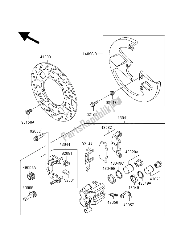 Tutte le parti per il Freno Anteriore del Kawasaki KLE 500 1995