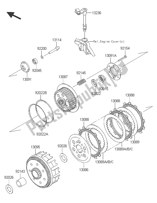 All parts for the Clutch of the Kawasaki KLX 250 2016