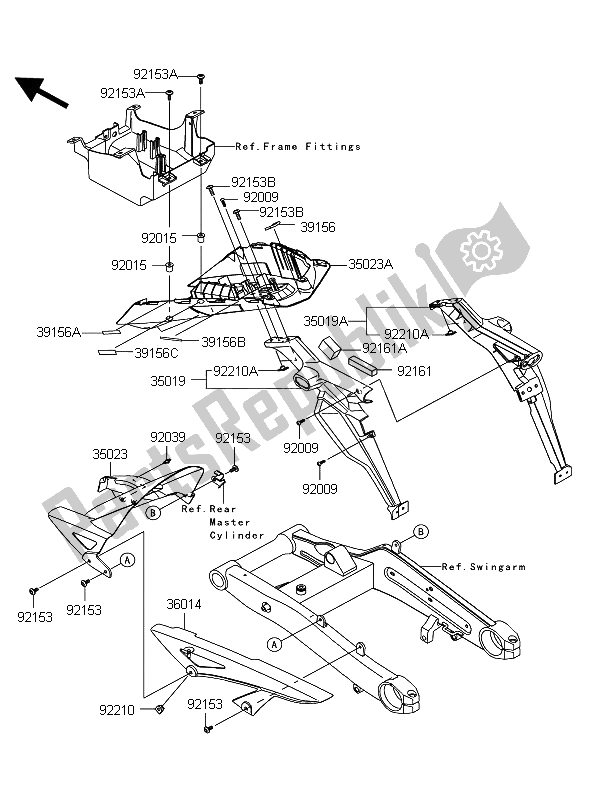 Todas las partes para Guardabarros Trasero de Kawasaki Z 1000 2012