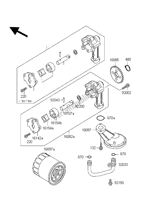 All parts for the Oil Pump of the Kawasaki KLE 500 1999