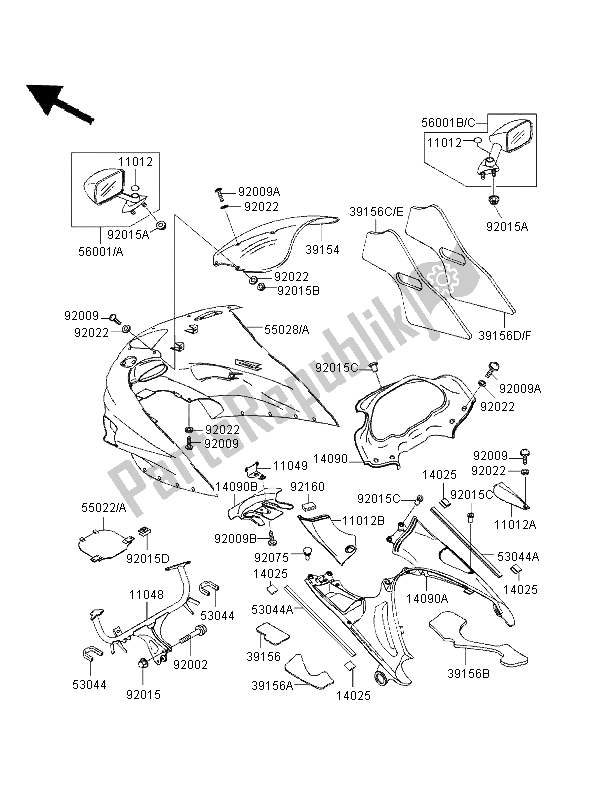 Todas las partes para Cubierta de Kawasaki ZZR 1100 1996