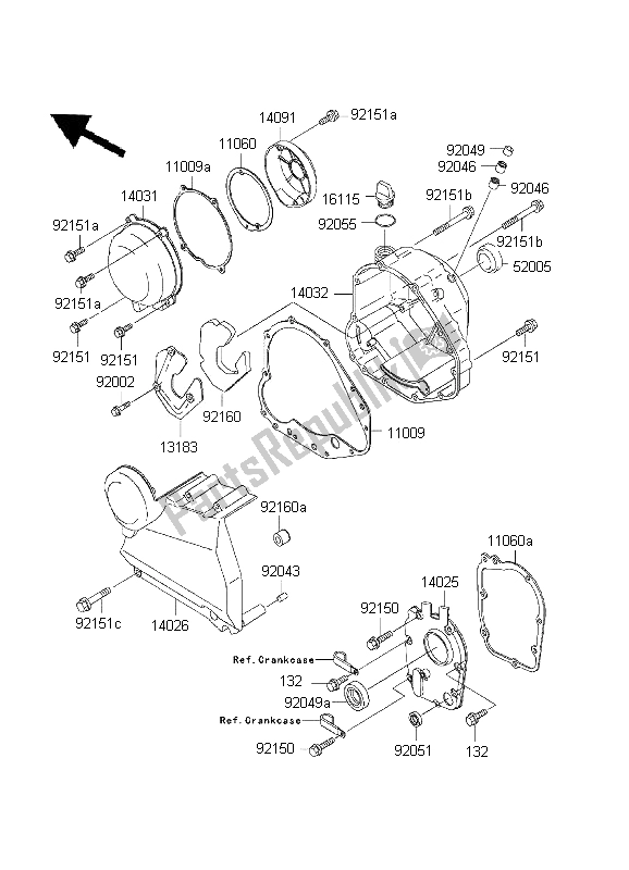 All parts for the Engine Cover of the Kawasaki ZR 7 750 2001
