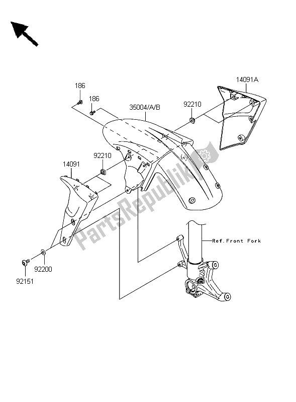 All parts for the Front Fender of the Kawasaki Ninja ZX 6R 600 2006