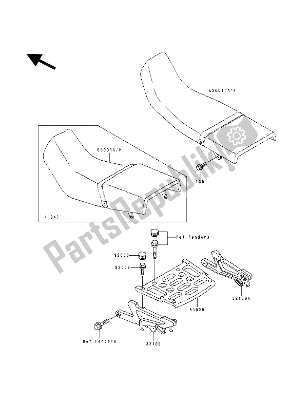 Alle onderdelen voor de Stoel van de Kawasaki KLE 500 1992