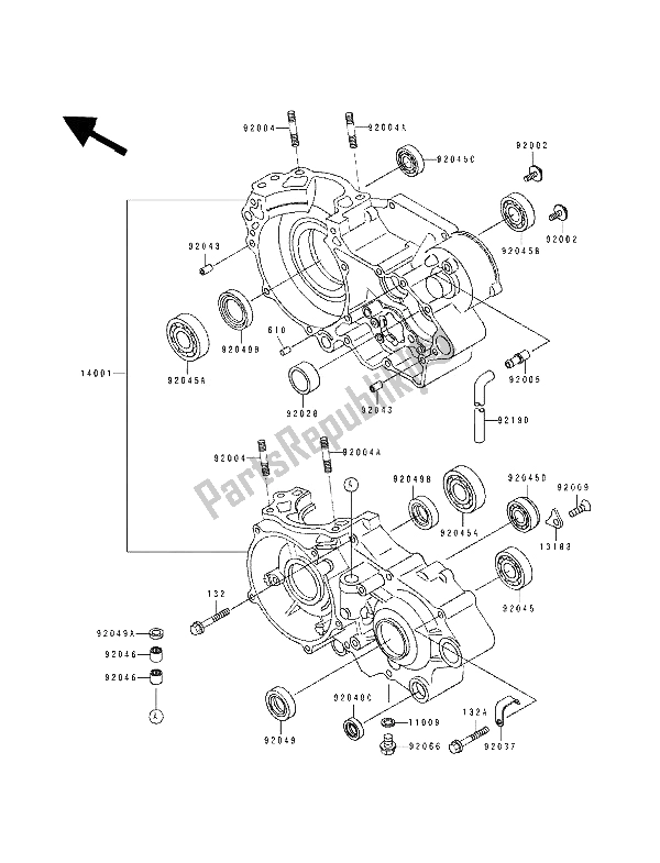 Todas las partes para Caja Del Cigüeñal de Kawasaki KX 500 1990