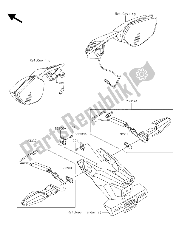 All parts for the Turn Signals of the Kawasaki Ninja H2 1000 2015