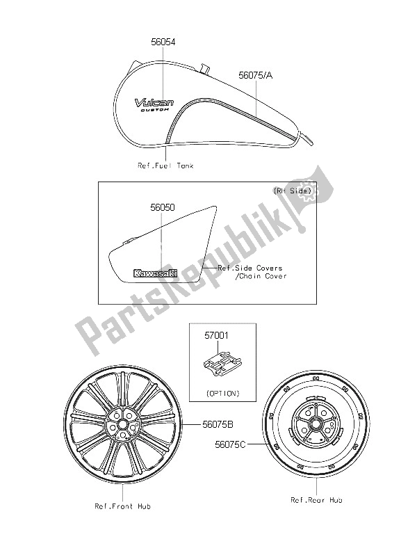 All parts for the Decals of the Kawasaki Vulcan 900 Custom 2016