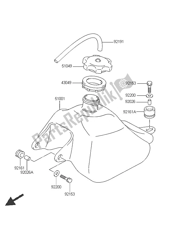 Tutte le parti per il Serbatoio Di Carburante del Kawasaki KFX 50 2005