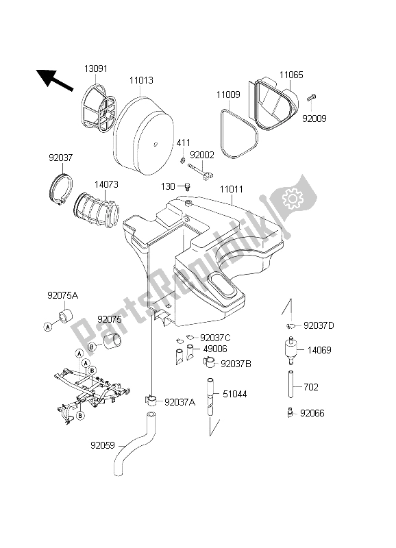 Alle onderdelen voor de Luchtfilter van de Kawasaki KLR 650C 2003