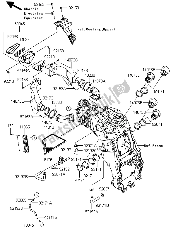 Tutte le parti per il Filtro Dell'aria del Kawasaki ZZR 1400 ABS 2012