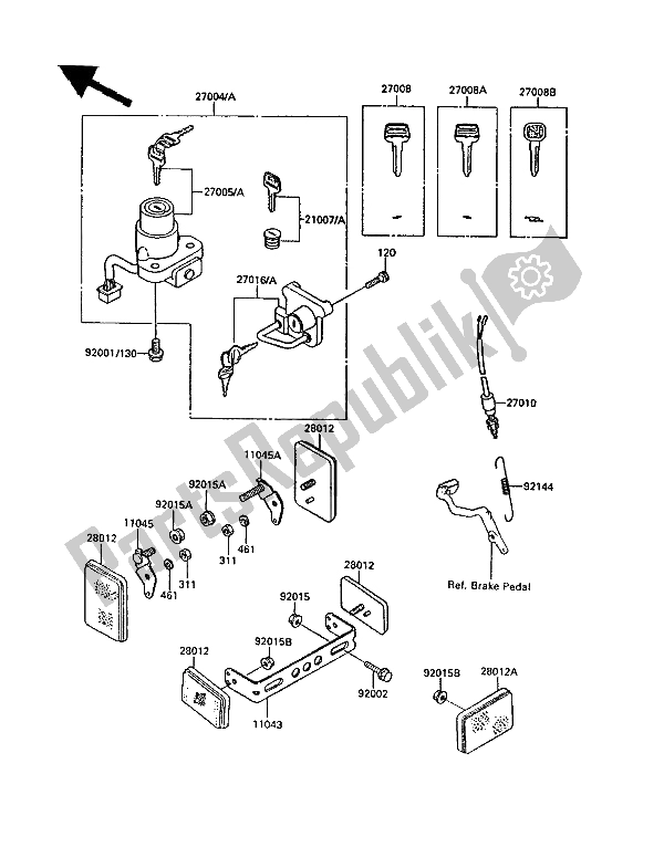 All parts for the Ignition Switch of the Kawasaki KLR 500 1987