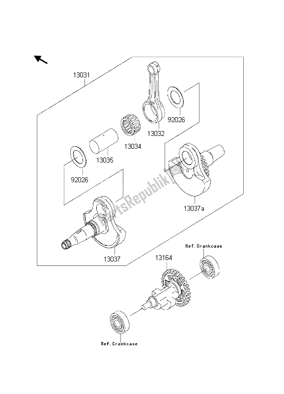 All parts for the Crankshaft of the Kawasaki KVF 360 Prairie 4X4 2003