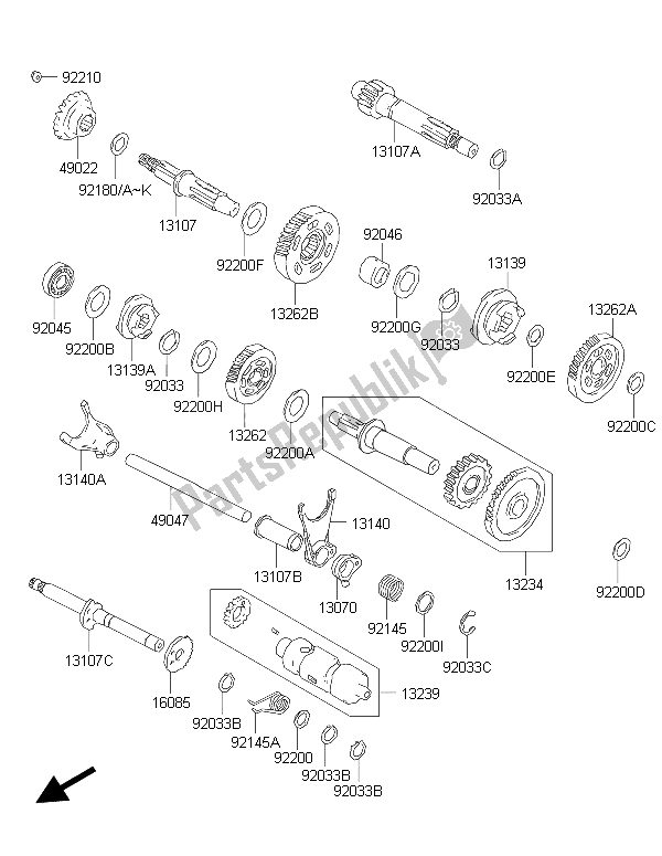 Todas las partes para Transmisión de Kawasaki Brute Force 300 2015