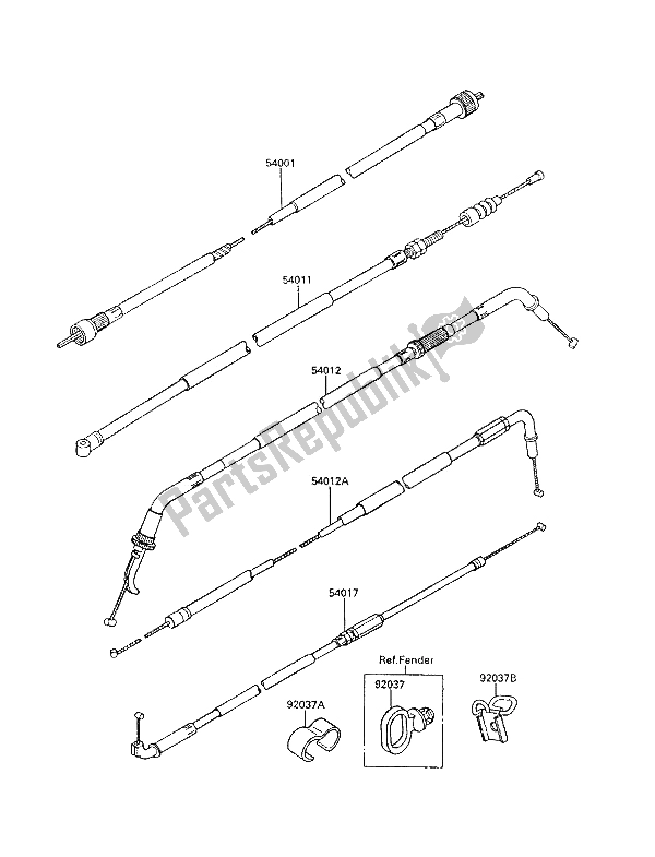 Alle onderdelen voor de Kabels van de Kawasaki GPX 600R 1993