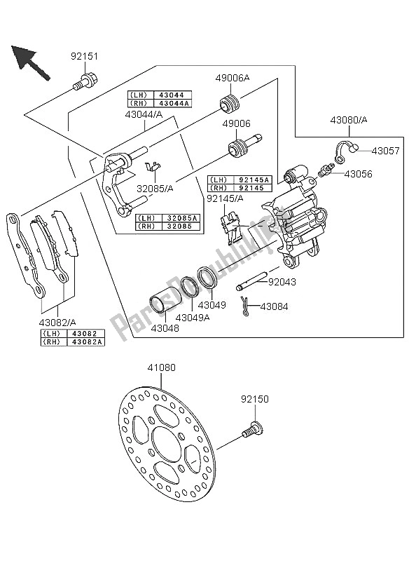 All parts for the Front Brake of the Kawasaki KFX 700 2005