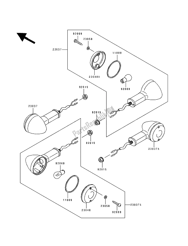 All parts for the Turn Signals of the Kawasaki Zephyr 550 1992