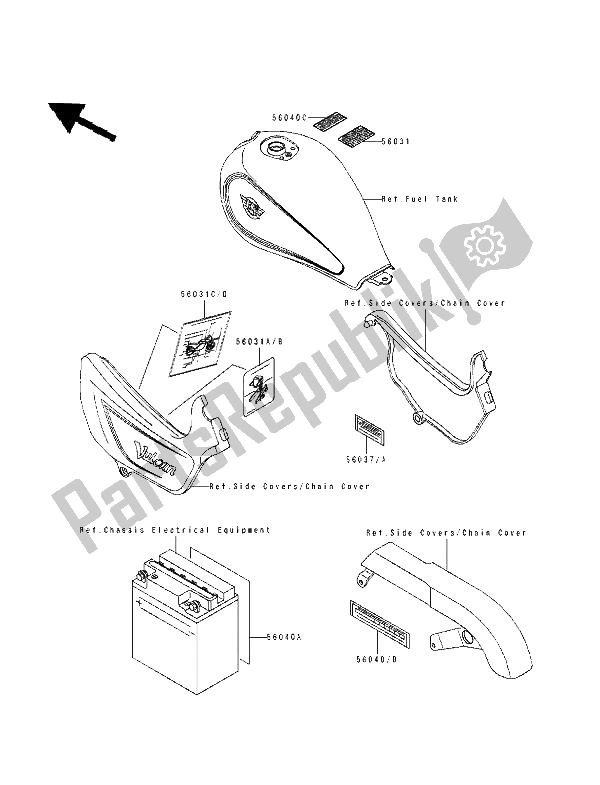 All parts for the Labels of the Kawasaki EN 500 1994