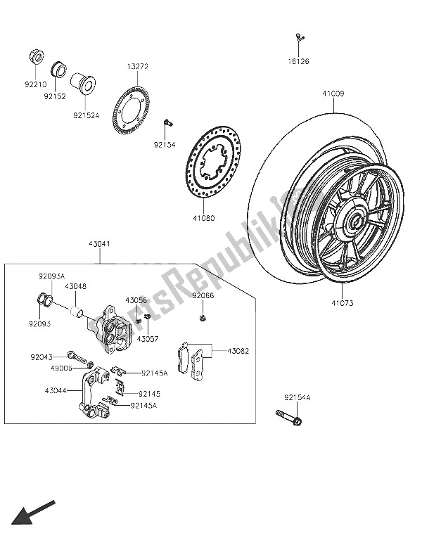 All parts for the Rear Hub of the Kawasaki J 300 ABS 2016