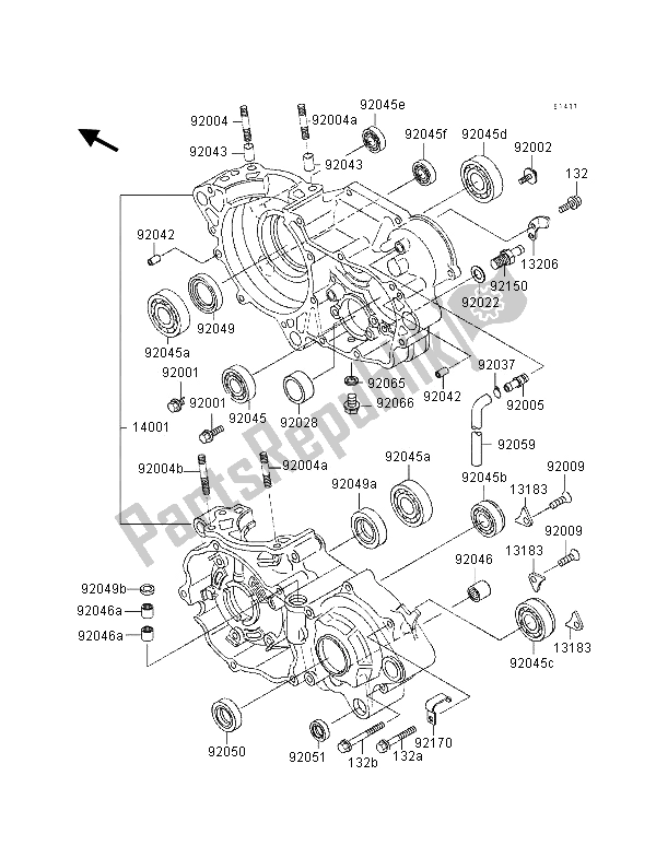 Tutte le parti per il Carter del Kawasaki KX 250 1997