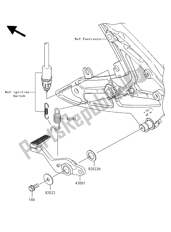 All parts for the Brake Pedal of the Kawasaki ER 6F 650 2008