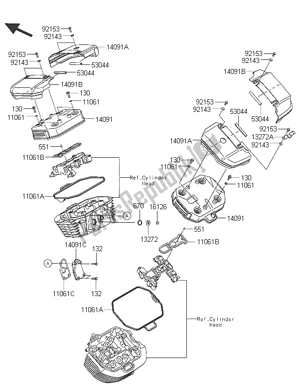 Toutes les pièces pour le Le Couvre-culasse du Kawasaki Vulcan 1700 Voyager ABS 2016