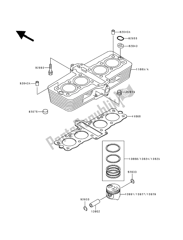 All parts for the Cylinder & Piston(s) of the Kawasaki Zephyr 550 1993