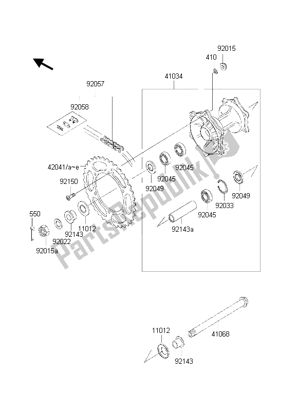 Tutte le parti per il Mozzo Posteriore del Kawasaki KX 500 1998