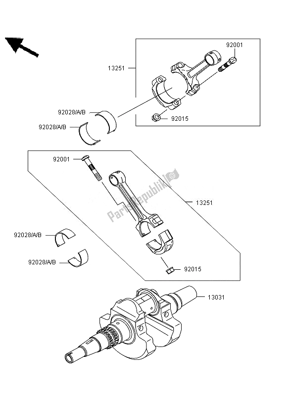 All parts for the Crankshaft of the Kawasaki KVF 650 4X4 2007