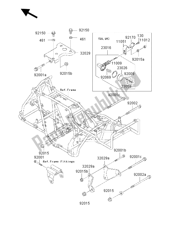 Alle onderdelen voor de Motorsteun van de Kawasaki KLF 300 4X4 2000