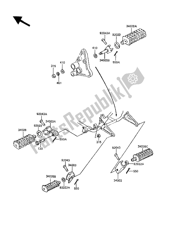 Todas as partes de Apoios Para Os Pés do Kawasaki Z 1300 1989