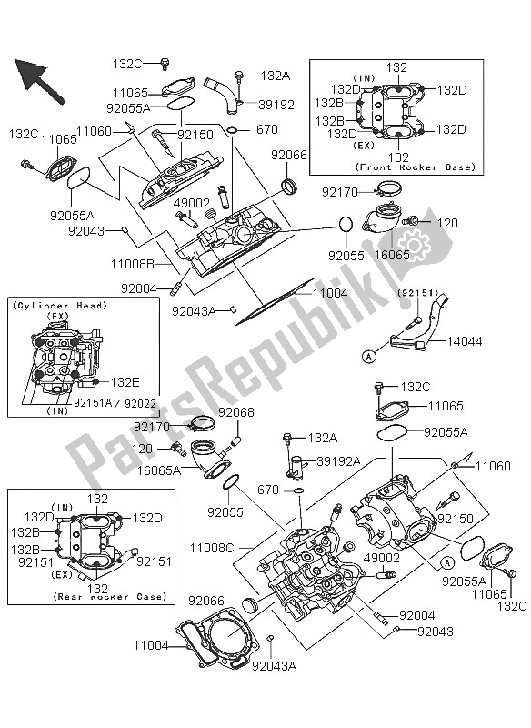 Tutte le parti per il Testata del Kawasaki KFX 700 2005