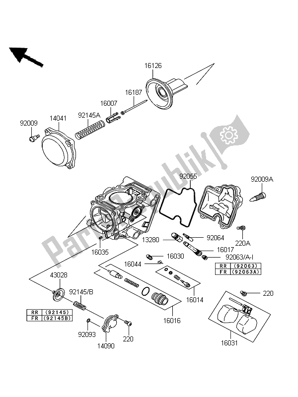 Todas as partes de Partes Do Carburador do Kawasaki KFX 700 KSV 700A7F 2007