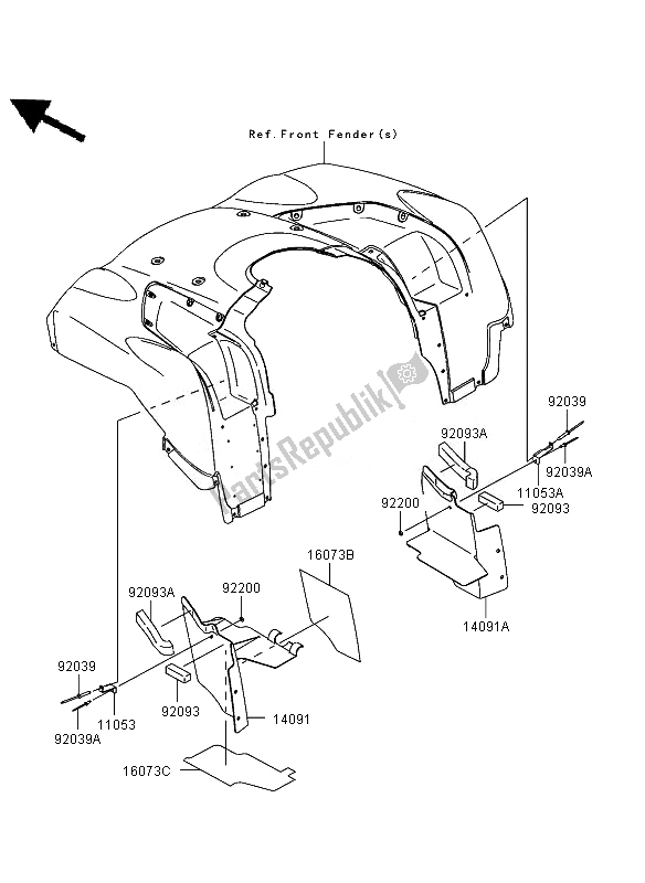 Tutte le parti per il Falda del Kawasaki KVF 750 4X4 2007